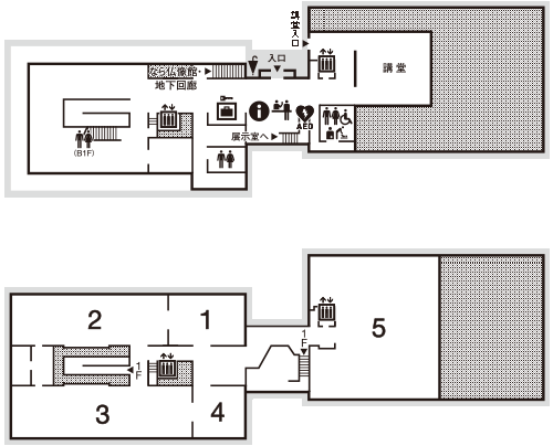 正面入り口入って右前方に受付がございます。
ご不明な点は受付でお尋ねください。
お手洗いは1階に2か所、地下に1か所ございます。